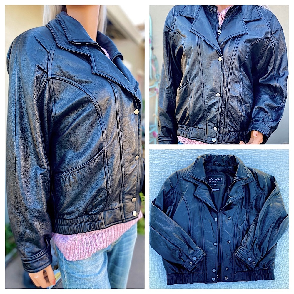 🎉 VNTG Wilsons Premium Top Grain Leather Bomber Motorcycle 🏍 Biker Moto Jacket